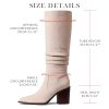 Knee High Boots Women Suede Boots Pointy Toe Chunky Block Heels Side Zipper Wide Calf Boots Fashion Dress Tall Boots Fall Winter