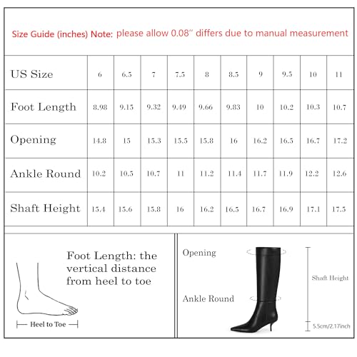 Knee High Boots Women Faux Leather Boots Low Heel Square Toe Side Zipper Fall Long Tall Boots for Women
