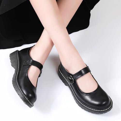 Mary Jane Shoes Women Mary Janes for Women Flats Oxford Round Toe Non-Slip Casual Shoes Comfortable Dress Shoes Cute School