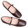 Mary Jane Square Toe Black Ballet Flats for Women Comfortable Ankle Strap Casual Slip On Flats