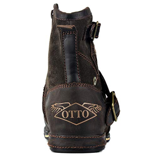 Moto Boots for Men Fashion Zipper-up Leather Chukka Boots Casual Shoes Retro Style OS-5008-1-DA1B1