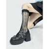 Kawii Shoes Bow Pearl Heels Lolita Platform Heels for Women Lace Cute Mary Janes Pumps