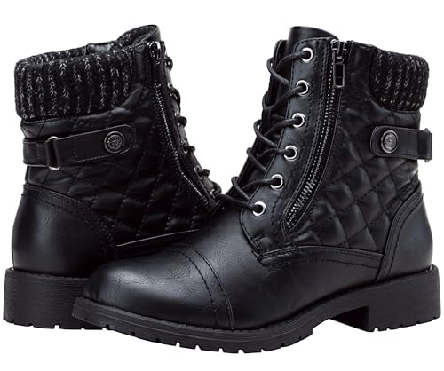 Women's 903 Combat Ankle Boots, Lace up Comfortable Booties Low Heel