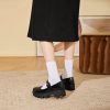Womens Chunky Mary Jane Platform Shoes Patent Leather Uniform Dress Shoes