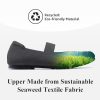 Mary Jane Ballet Flats Shoes for Women Foldable Round Toe - Seaweed Textile Knit Fabric, Arch Support, Massage Bumps Insoles,