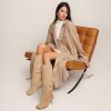 Women's Suede Knee High Boots Square Toe Stiletto Heels Wide Calf Tall Boots