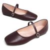 Mary Jane Square Toe Black Ballet Flats for Women Comfortable Ankle Strap Casual Slip On Flats