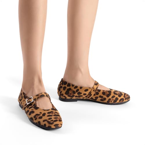 Women's Ballet Mary Jane Flats Dress Round Toe Comfortable Casual Slip On Buckle Strap Flat Shoes