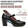 Womens Mary Jane Dress Shoes Chunky Low Block Heels 7CM Closed Toe Work Platform Pumps Dressy Orthopedic for Business Flight