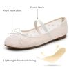 Ballet Flats for Women Closed Round Toe Mary Jane Shoes Women Cute Bowknot Non-Slip Dressy Shoes Elastic Strap Comfortable