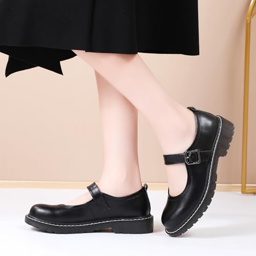 Mary Jane Shoes Women Mary Janes for Women Flats Oxford Round Toe Non-Slip Casual Shoes Comfortable Dress Shoes Cute School