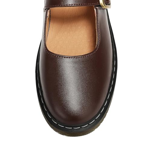 Women's Mary Jane Flat Shoes Comfort Platform Buckle Ankle Strap Flats Breathable Slip On Lightweight Office Work Shoes
