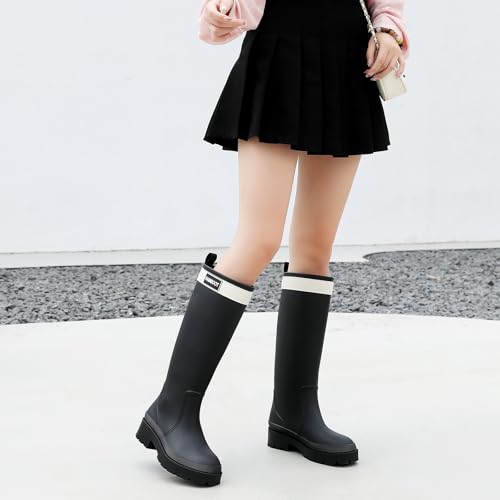 Rain Boots for Women, Waterproof Rubber Garden Boots Durable Slip Resistant Muck Boots,Tall Water Fishing Shoes Comfort Knee