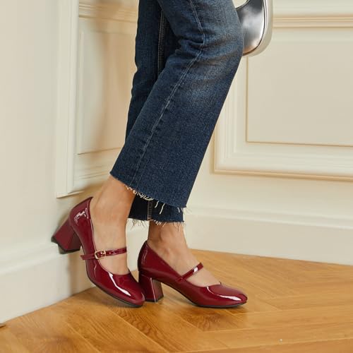 Mary Jane Shoes Women, Chunky Mary Janes Heels for Women Shoes Dressy Casual, Dress Shoes for Women Block Heels Closed Toe Mary
