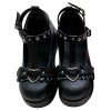 Mary Jane Shoes Women Cute Ankle Strap Platform Wedge High Heel Pumps Gothic Party Dress Shoes for Women
