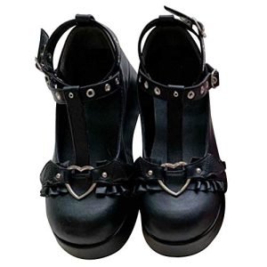 Mary Jane Shoes Women Cute Ankle Strap Platform Wedge High Heel Pumps Gothic Party Dress Shoes for Women