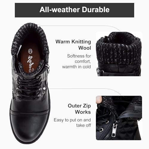 Women's 903 Combat Ankle Boots, Lace up Comfortable Booties Low Heel