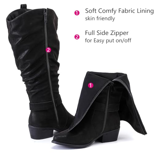 Women's Extra Wide Calf Knee High Boots, Wide Width Slouchy Knee-High Boots.