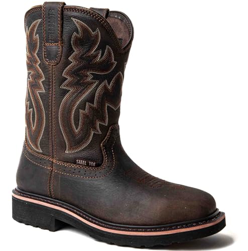 Cowboy Boots Men Western Square Steel Toe Botas Vaqueras