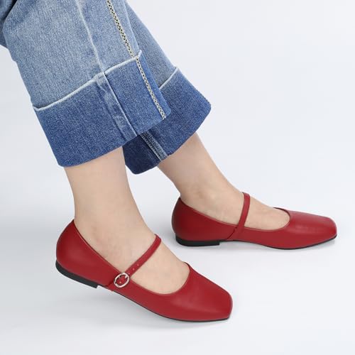 Mary Jane Shoes Women Ballet Flats Shoes for Women Slip on Comfortable Dressy Adjustable Strap for Work Office Business Casual