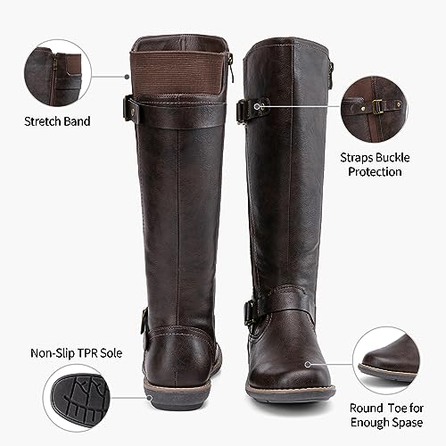 Women's 9656 Knee-High Boots Fashion Riding Boots with Buckle
