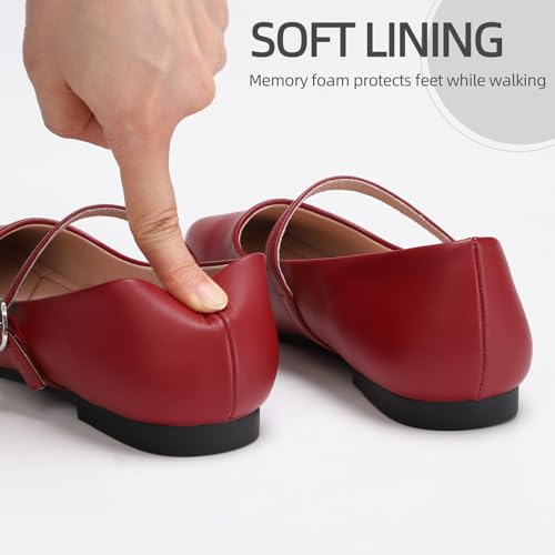 Mary Jane Shoes Women Ballet Flats Shoes for Women Slip on Comfortable Dressy Adjustable Strap for Work Office Business Casual
