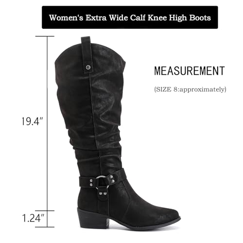 Women's Extra Wide Calf Knee High Boots, Wide Width Slouchy Knee-High Boots.