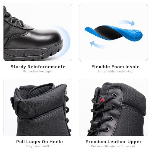 Men's Military Tactical Combat Boots Side Zipper Work Motorcycle Boots 8 inch