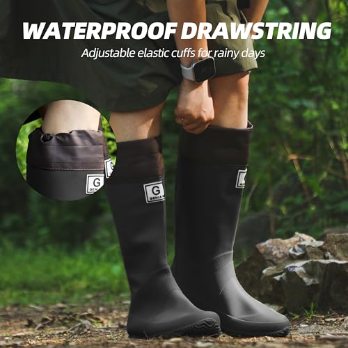 Wasserflux Women’s Mid-Calf Rain Boots – Waterproof Foldable Rubber Boots with Adjustable Cuff, Anti-Slip Sole, Lightweight for