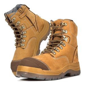 Work Boots for Men,7 inch,Steel Toe,Side Zipper, Leather Shoes,Static Control, Breathable,Quick Dry(AK232Z -AK245Z
