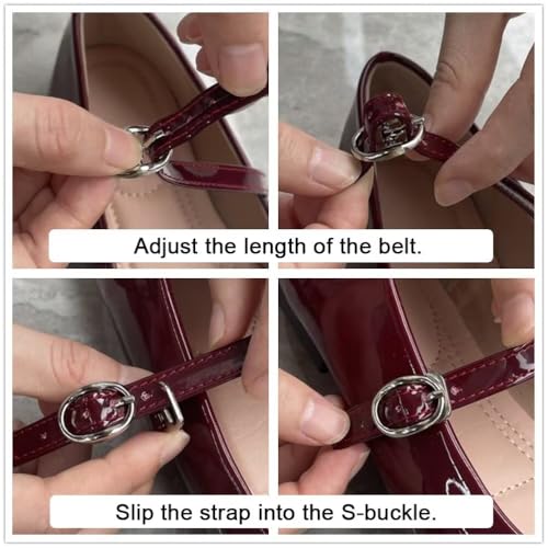 Mary Jane Flats for Women Dressy Retro Square Toe Ankle Strap Ballet Flats Comfortable Patent Leather Shoes