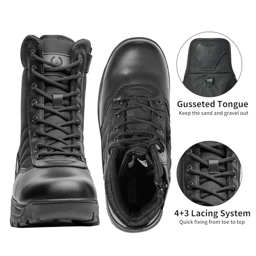 Men's Military Tactical Combat Boots Side Zipper Work Motorcycle Boots 8 inch