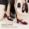 Women's Mary Jane Heels - Chunky Block Heel Pumps with Square Toe & Buckle Straps, Comfortable Dress Shoes for Wedding, Office,