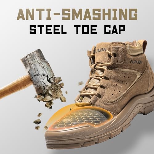 Steel Toe Boots for Men Women Comfortable Lightweight Work Boots for Men Slip Resistant High Top Steel Toe Safety Shoes Puncture