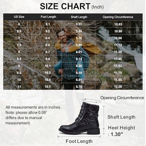 Women's 903 Combat Ankle Boots, Lace up Comfortable Booties Low Heel