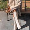 Womens Knee High Boots Square Toe Chunky Block Heel Side Zipper Faux Suede Long Boots Fall Winter Shoes
