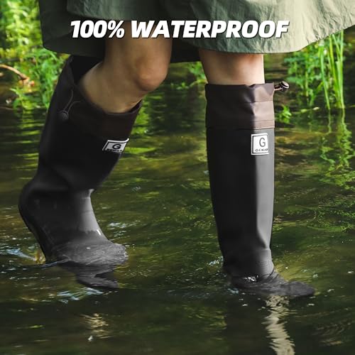 Wasserflux Women’s Mid-Calf Rain Boots – Waterproof Foldable Rubber Boots with Adjustable Cuff, Anti-Slip Sole, Lightweight for